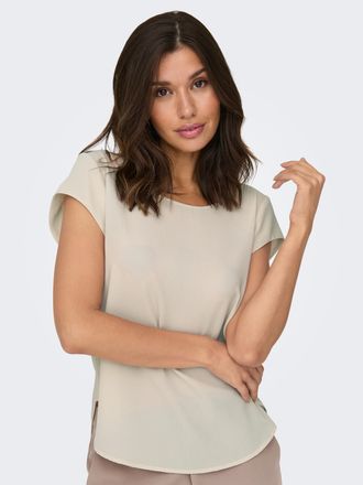 Only Kurzarmbluse ONLY ONLVIC - feminines Blusenshirt in lockerer Form, Damen, Gr. 34, gelb (moonbeam), Web, Obermaterial: 97% Polyester, 3% Elasthan, unif