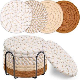 OEM Juego De 4 Posavasos, Juego De 8 Posavasos Coloridos, Posavasos Bohemios Con Soporte, Decoraci&oacute;n Para Sala De Estar