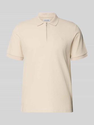 Jack & Jones Jack & Jones Regular Fit Poloshirt mit Rei&szlig;verschluss Modell AUSTIN in Beige, Gr&ouml;&szlig;e XXL