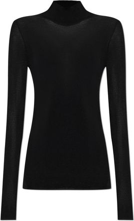 Versace Wollen top met opstaande kraag - Dames - Coltruien - Zwart - M - Wol - Truien & Vesten