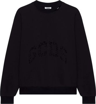 GCDS Washed Logo Crewneck - Heren - Sweatshirts - Zwart - M - Katoen - Hoodies & sweatvesten