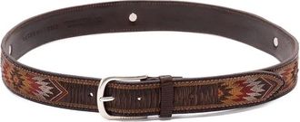 Orciani Accessoires, Heren, Bruin, 110 CM, Leer, Bruin Leren Riem Geometrisch Patroon
