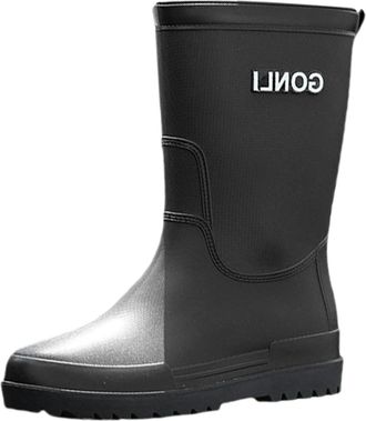 Generic Mens Ankle Fishing Deck Boots Rubber Rain Shoes for Sailing Fishing Garden Boating Waterproof Non-Slip Rain Shoes (Black, 8.5)