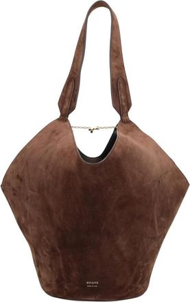 Khaite Lotus Small Tote - Dames - Shoppers - Bruin - ONE Size - Su&egrave;de - Tassen