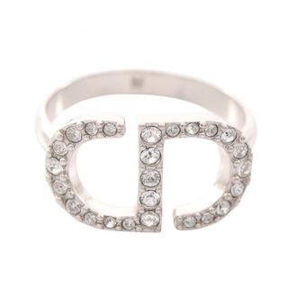 Dior Silver Clear Metal Rhinestone Band Ring (Pre-Owned)