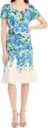 Maggy London V-Neck Flutter Sleeves Dress In Blue Floral