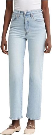 Levi's Jeans, Dames, Blauw, W27 L31, Katoen, Ribcage Straight Ankle Jeans
