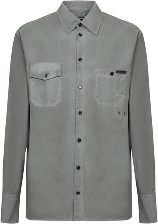 Dolce & Gabbana Grijze Overhemd Modern Ontwerp - Heren - Casual Overhemden - Grijs - L - Katoen - Overhemden