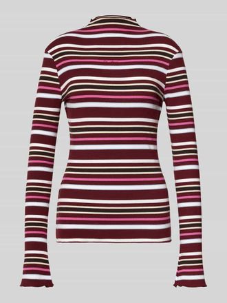 Oh April Longsleeve mit Stehkragen Modell Milou in Dunkelrot, Gr&ouml;&szlig;e S