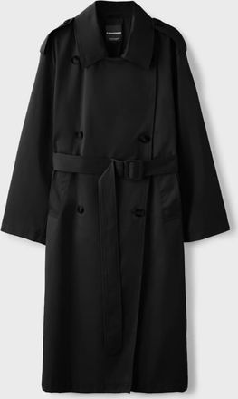 Stradivarius trench coat basic lungo nero