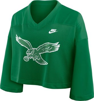 Nike Philadelphia Eagles Rewind Fashion Nike Womens Dri-FIT NFL Cropped Jersey in Green | 03O330RQ86-7ZM