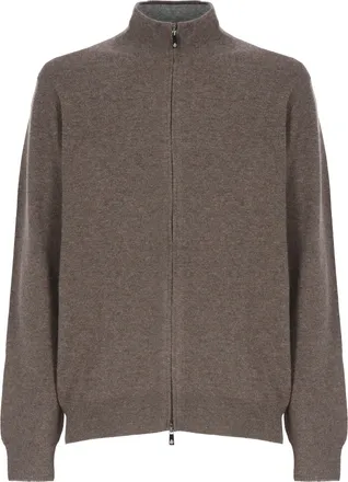 Della Ciana High Neck Wool And Cashmere Sweater With Double Zip Closure