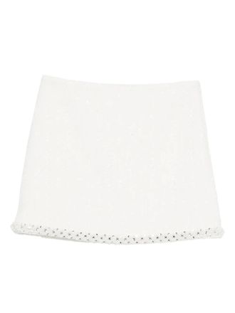 Maje beaded.details mini skirt - women - Cotton/Polyester/Viscose/Acrylic/Polyamide/Recycled Cotton - 42 - White