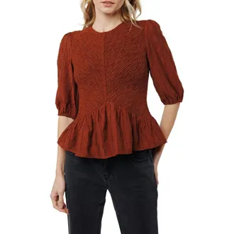 Ciebon Esra Peplum Top in Brown at Nordstrom Rack, Size Medium