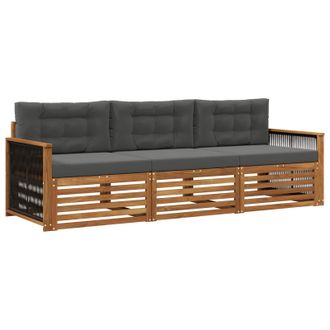 vidaXL Conjunto De Sof&aacute;s De Exterior 3 Pcs Natural Y Antracita Vidaxl