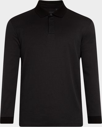 BOSS Mens Pado Cotton Textured Long-Sleeve Polo Shirt