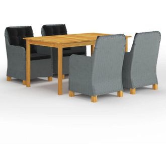 vidaXL Juego De Comedor Para Jard&iacute;n De 5 Piezas Gris Claro Vidaxl