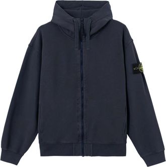 Stone Island Zip Through Hoodie - Heren - Vesten met rits - Blauw - XL - Katoen - Hoodies & sweatvesten
