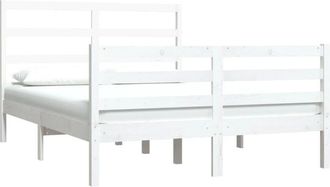 vidaXL Bed Frame without Mattress White Solid Wood Pine 140x190 cm Vidaxl