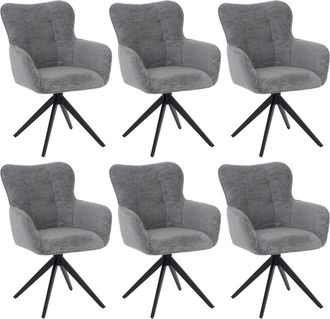 Hhg [nunca Usado] Juego De 6 Sillas De Comedor Hhg-307, Silla Con Reposabrazos Giratorios Y Retorno Autom&aacute;tico, Tejido De Chenilla (680 G/m&sup2;) Y Estructura