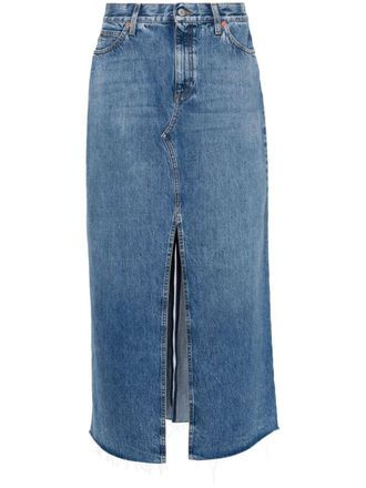 Gucci Denim maxi-rok met Horsebit-detail - Blauw