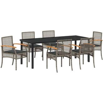 vidaXL Conjunto De Comedor De Jard&iacute;n 7 Pcs Gris Y Negro Rat&aacute;n Vidaxl