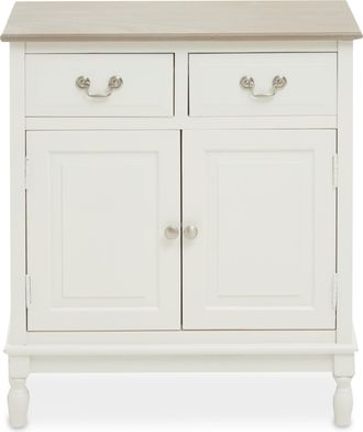 Premier Housewares 2 Drawer Ivory Sideboard Cabinet, Pine Wood Storage Side Board for Kitchen, Dinning Room, Hallway, & Office