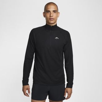 Nike Mens Trail Dri-FIT 1/2-Zip Mid Layer Top in Black | FV9994-010