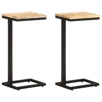 Berkfield Home Side Tables 2 pcs 31.5x24.5x64.5 cm Rough Mango Wood in Brown