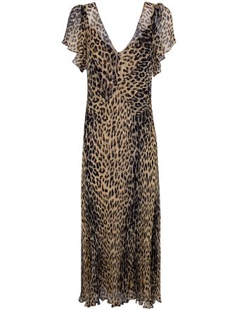 Rixo Bexley Dress Nina Leopard Brown