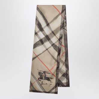 Burberry Large Check silk scarf in sand color