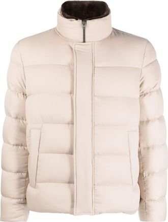 Herno padded goose-down jacket - men - Polyester/Polyurethane/Polyamide/Goose Down/Goose Feather - 50 - Neutrals