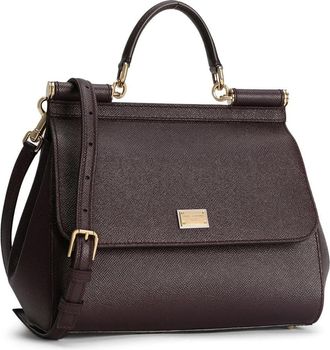 Dolce & Gabbana Womens Handbag Sicily Burgundy Shoulder Bags