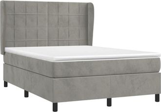 vidaXL Vidaxl - Cama Box Spring Con Colch&oacute;n Terciopelo Gris Claro 140x200 Cm