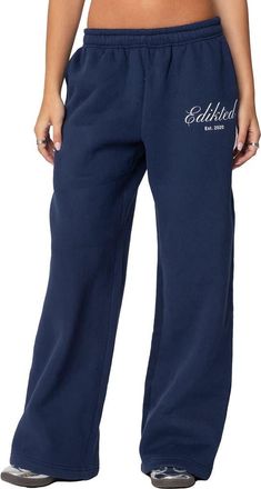 Edikted Get Edikted Relaxed Fit Cotton Blend Sweatpants in Navy at Nordstrom, Size X-Small