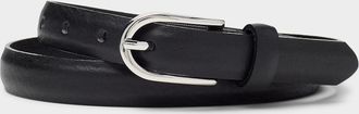 Simons Womens Silver D-buckle textured leather belt