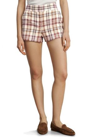 Veronica Beard Allen Plaid Cotton Blend Shorts in Orchid Haze Multi at Nordstrom, Size 10