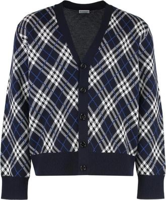 Burberry Argyle Gebreid Vest - Heren - Vesten - Blauw - L - Wol - Truien & Vesten