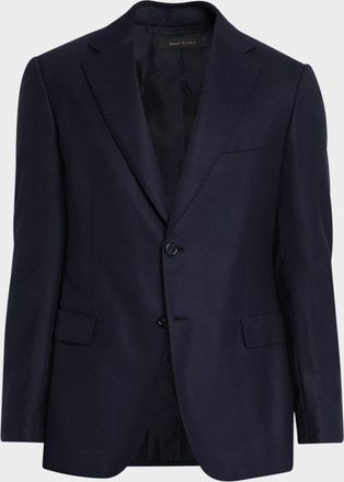 Brioni Mens Wool Hopsack Single-Breasted Blazer