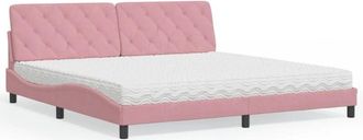 vidaXL Vidaxl - Cama Con Colch&oacute;n Terciopelo Rosa 200x200 Cm