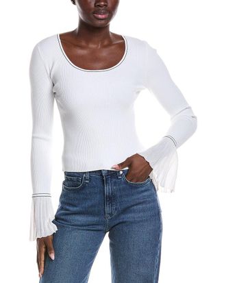 Derek Lam Calliope Viscose Rib Ballet Neck Sweater