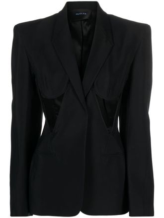 MUGLER cut-out structured blazer - Black