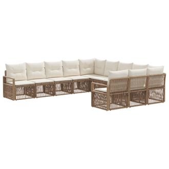 vidaXL Conjunto De Sof&aacute;s De Jard&iacute;n 11 Pcs Beige Rat&aacute;n Sint&eacute;tico Vidaxl