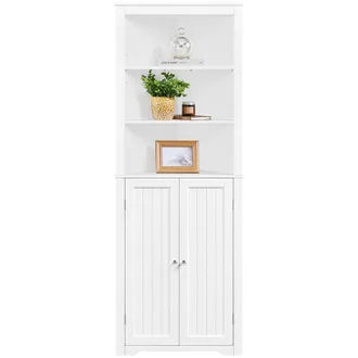 Yaheetech Yaheetech - Mobile Da Bagno Armadietto A Colonna Alto DAngolo 60 X 31,5 X 163 Cm Mobiletto Cucina Autoportante Con 3 Ripiani Aperti In Legno Armadio T