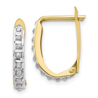 Diamond2Deal 10k Yellow Gold Round Diamond Fascination Hoop Earrings