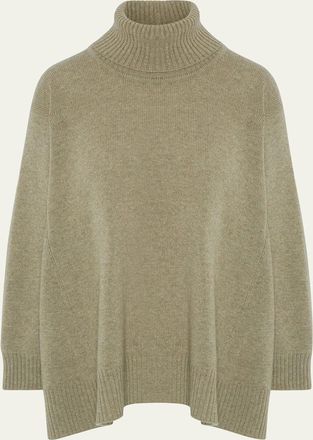 Eskandar Panelled A-Line Roll Neck Sweater (Mid Plus Length)