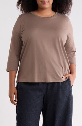 Eileen Fisher Organic Cotton Top in Cobblestone at Nordstrom, Size 2X