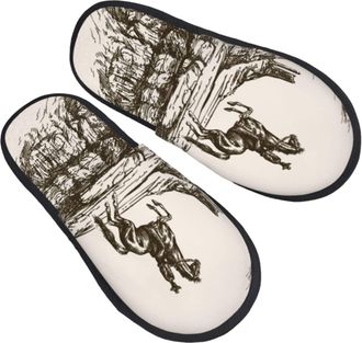 Generic Women Men Slippers American West Desert Cowboy House Slippers Deluxe Bedroom Slipper Comfort Plush Indoor Shoes For Outdoor Guest Spa L