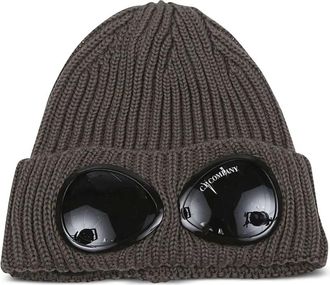 C.P. Company Berretto a coste con applicazione occhialini - 359 WALNUT