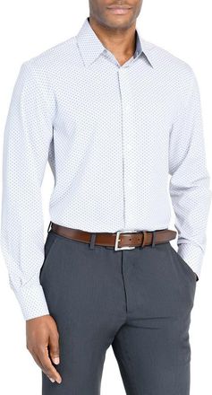 W.R.K Regular Fit Dash Print Performance Dress Shirt in White/black at Nordstrom, Size 15.5